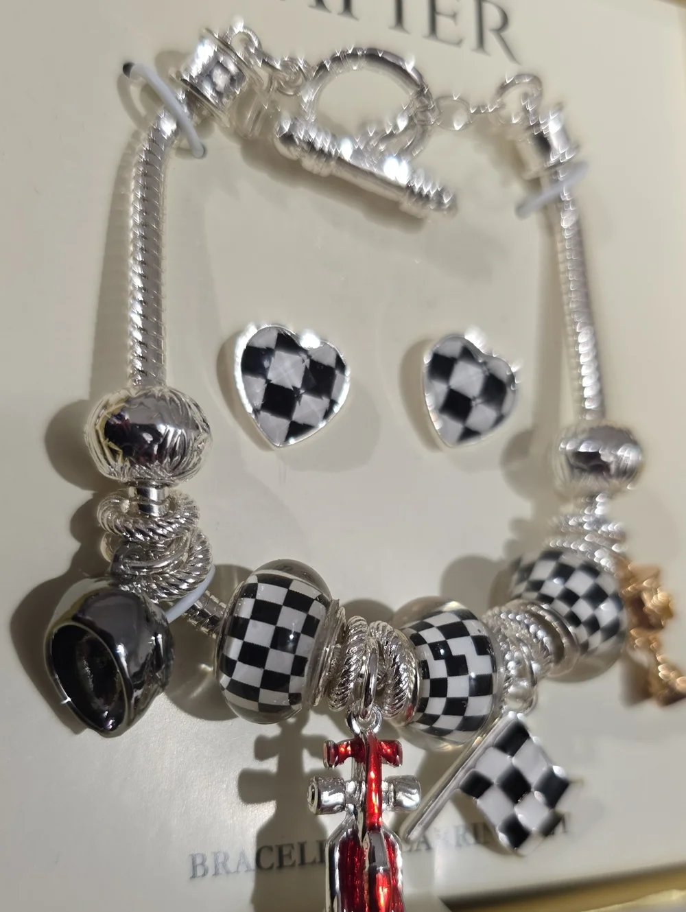 NAPIER BRAND WOMEN'S RACE FAN BRACELET AND PIERCED EARRINGS SET